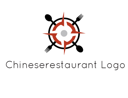 stove top resembling a compass with forks and spoons logo