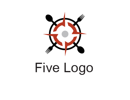 stove top resembling a compass with forks and spoons logo