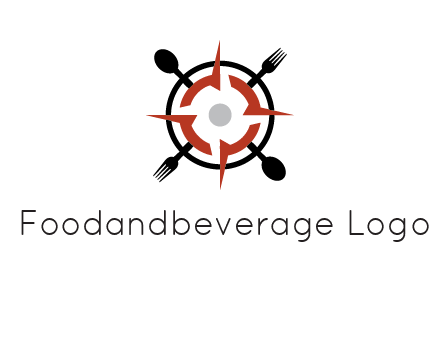 stove top resembling a compass with forks and spoons logo