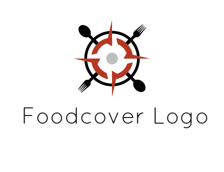 stove top resembling a compass with forks and spoons logo