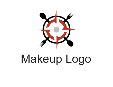 stove top resembling a compass with forks and spoons logo