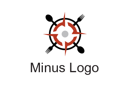 stove top resembling a compass with forks and spoons logo