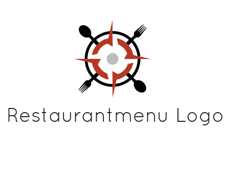 stove top resembling a compass with forks and spoons logo