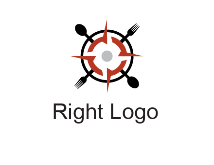 stove top resembling a compass with forks and spoons logo