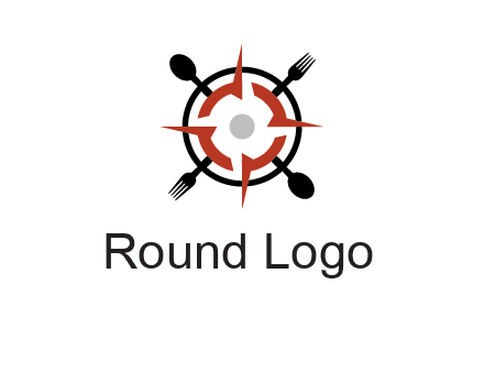 stove top resembling a compass with forks and spoons logo
