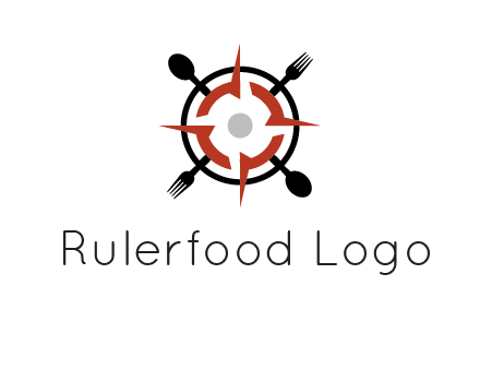 stove top resembling a compass with forks and spoons logo