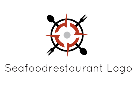 stove top resembling a compass with forks and spoons logo