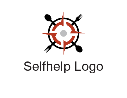stove top resembling a compass with forks and spoons logo