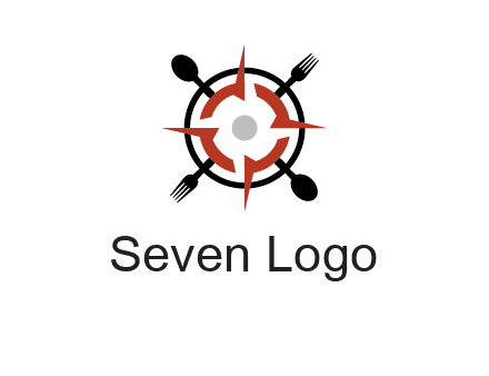 stove top resembling a compass with forks and spoons logo