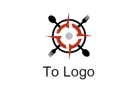 stove top resembling a compass with forks and spoons logo