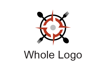 stove top resembling a compass with forks and spoons logo