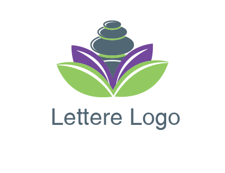 hot stones inside laves forming a lotus logo