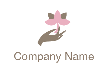 hand holding a water lily logo