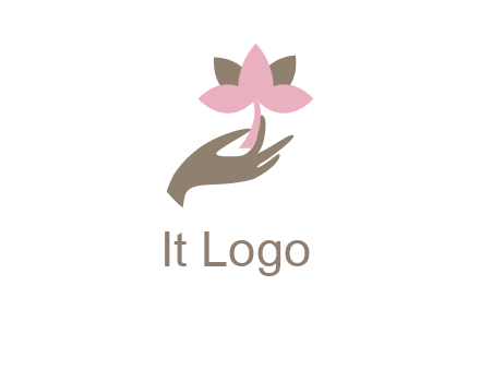 hand holding a water lily logo