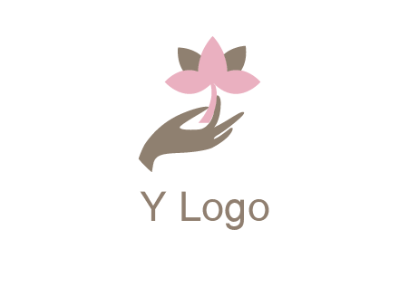 hand holding a water lily logo