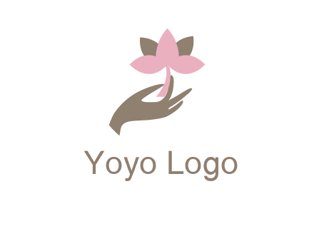 hand holding a water lily logo