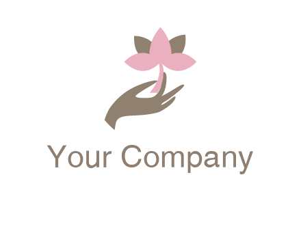 hand holding a water lily logo