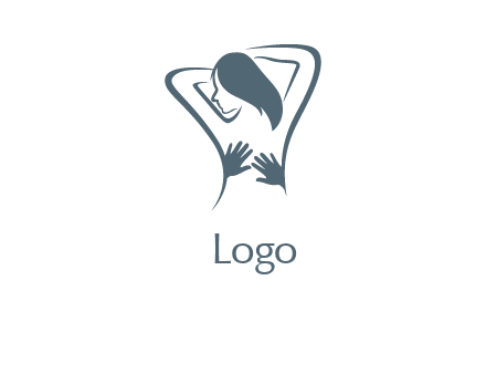 massage therapy logo with hands on a woman's back