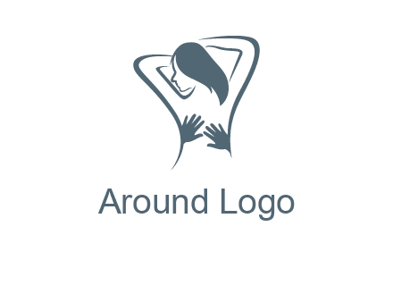 massage therapy logo with hands on a woman's back