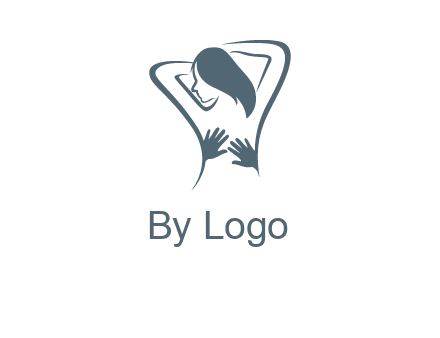 massage therapy logo with hands on a woman's back