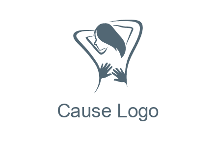 massage therapy logo with hands on a woman's back