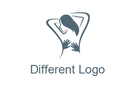 massage therapy logo with hands on a woman's back