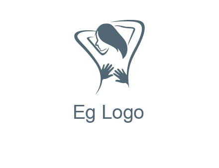 massage therapy logo with hands on a woman's back