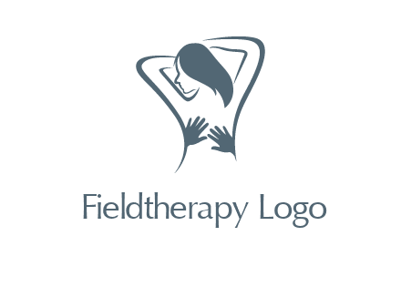 massage therapy logo with hands on a woman's back