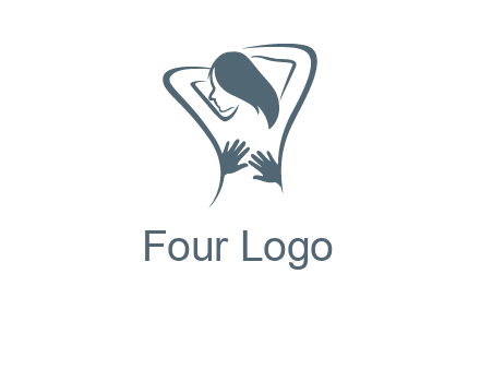 massage therapy logo with hands on a woman's back