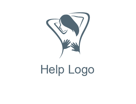 massage therapy logo with hands on a woman's back