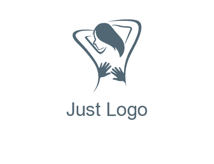 massage therapy logo with hands on a woman's back
