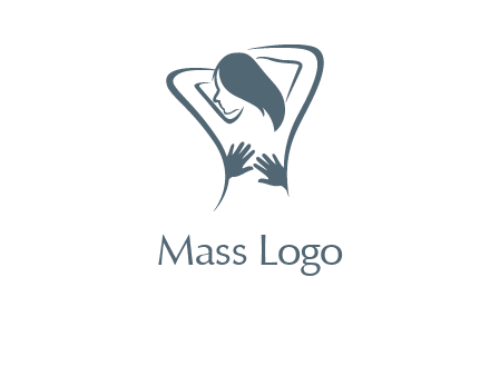 massage therapy logo with hands on a woman's back