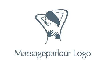 massage therapy logo with hands on a woman's back