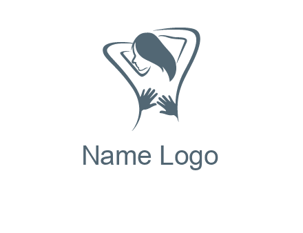 massage therapy logo with hands on a woman's back