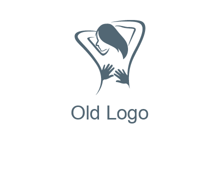 massage therapy logo with hands on a woman's back