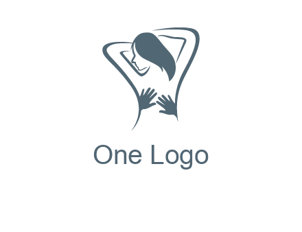 massage therapy logo with hands on a woman's back