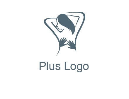 massage therapy logo with hands on a woman's back