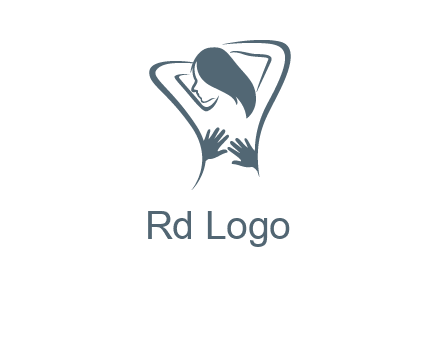 massage therapy logo with hands on a woman's back