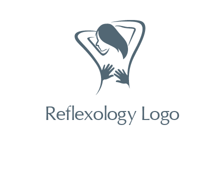 massage therapy logo with hands on a woman's back
