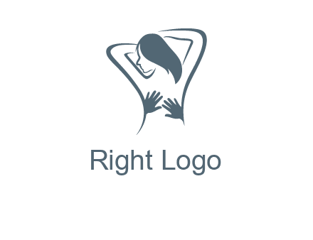 massage therapy logo with hands on a woman's back