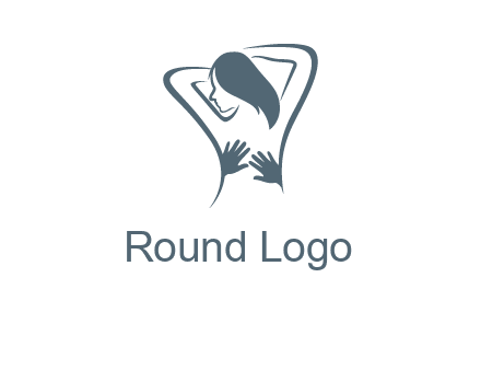 massage therapy logo with hands on a woman's back