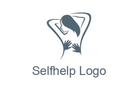 massage therapy logo with hands on a woman's back