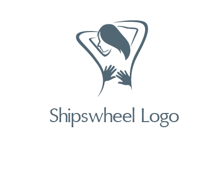 massage therapy logo with hands on a woman's back