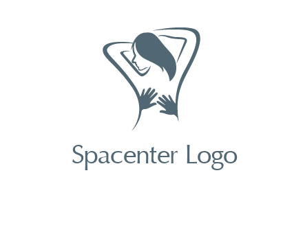 massage therapy logo with hands on a woman's back