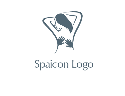 massage therapy logo with hands on a woman's back
