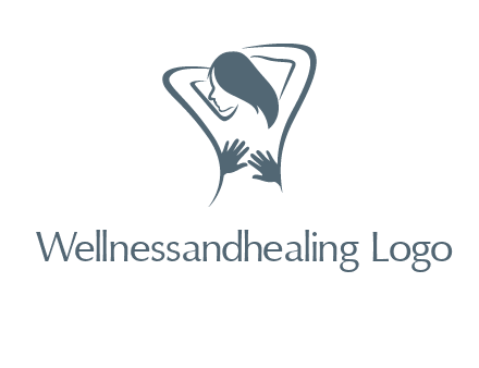 massage therapy logo with hands on a woman's back