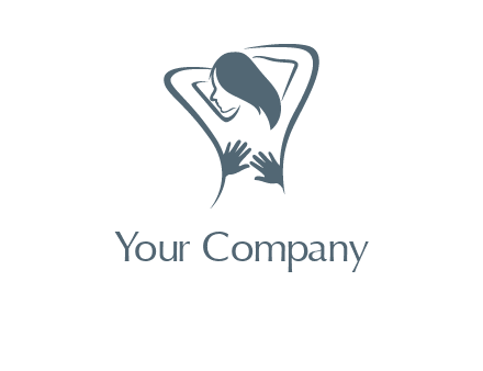 massage therapy logo with hands on a woman's back
