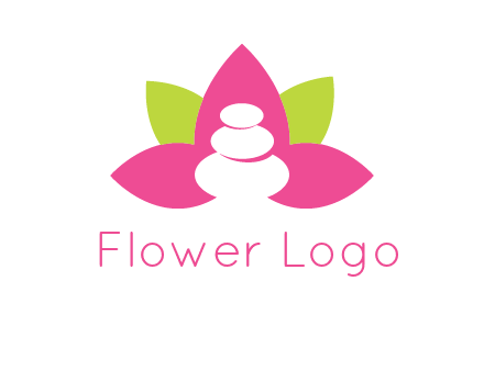 spa logo with hot stones inside leaves or lotus