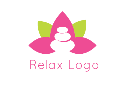 spa logo with hot stones inside leaves or lotus