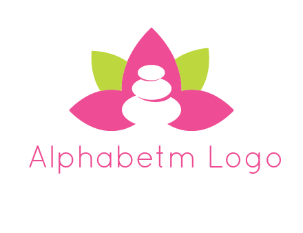 spa logo with hot stones inside leaves or lotus